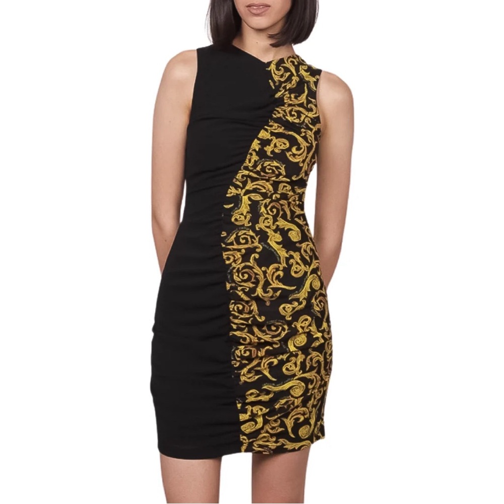 Versace Jeans Collection Black and Gold Open Back Mini Dress